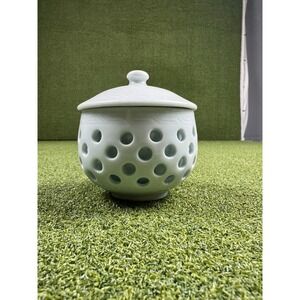 Vintage Jingdezhen Double walled Blue Celadon Porcelain Lidded Tea Cup